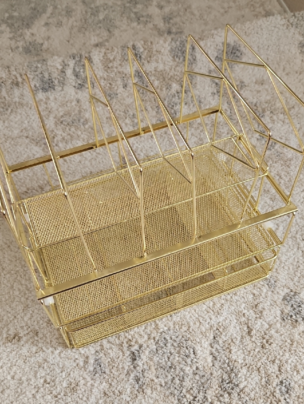 Gold Metal Desk Organizer Rack